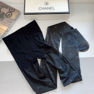 Chanel Black Monogram Tights Pantyhose